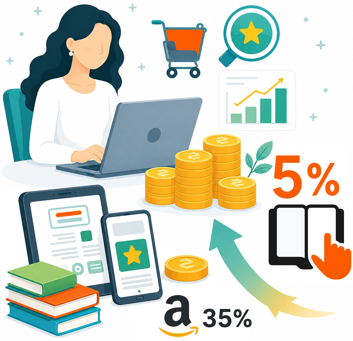 Commerce and analytics for direct sales and reader engagement