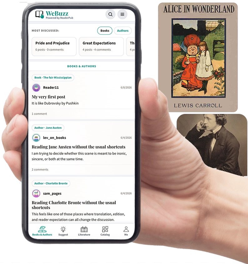 Readers discussing books, authors, and highlighted passages inside a modern literary social network