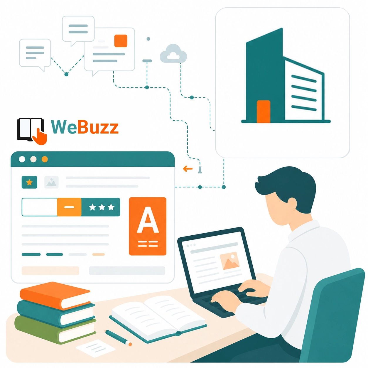 Author participating in a WeBuzz discussion with readers around a book